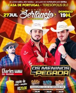 Dia 27-07 Domingão Sertanejo na Casa de Portugal de Teresópolis