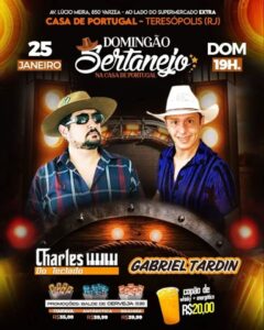 Dia 25-01 Domingão Sertanejo na Casa de Portugal de Teresópolis