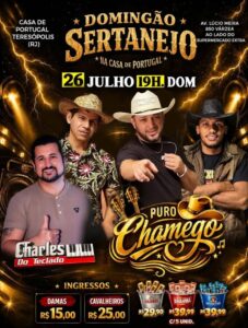 Dia 26-07 Domingão Sertanejo na Casa de Portugal de Teresópolis