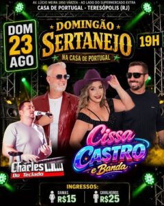 Dia 23-08 Domingão Sertanejo na Casa de Portugal de Teresópolis