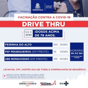 Teresópolis - novo lote da vacina e amplia a imunização de idosos acima 79 anos