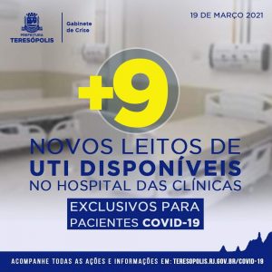 Teresópolis abre mais 9 leitos de UTI covid no Hospital das Clinicas