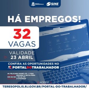 Programa ‘Emprega Terê’ divulga 32 vagas de emprego no Sine Teresópolis