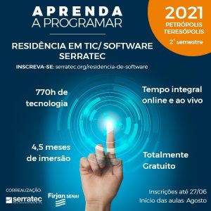 Inscrições para Residência em Tecnologia da Informação do Serratec terminam no próximo domingo, 27