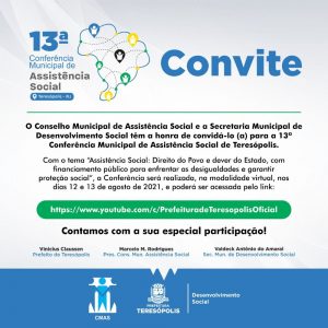 Teresópolis realiza Conferência virtual de Assistência Social nos dias 12 e 13 de agosto