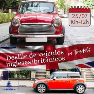 Desfile de veículos ingleses, britânicos em Teresópolis