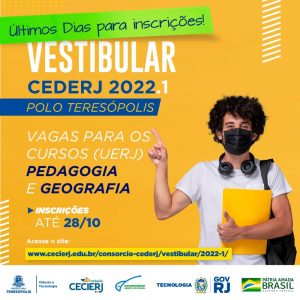 Vestibular Cederj 2022.1 – Inscrições terminam no próximo dia 28