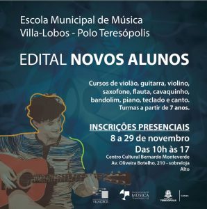 Cultura de Teresópolis abre inscrições para novas vagas da Escola de Música Villa-Lobos