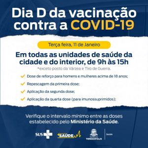 Teresópolis tem “Dia D” da vacinação contra a Covid-19 nesta terça 11