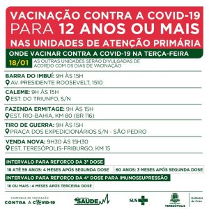 Teresópolis aplica vacina contra a Covid-19 em crianças de 5 a 11 anos com comorbidade