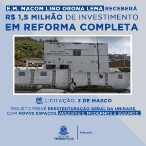 E.M. Maçom Lino Orona Lema em Teresópolis será reformada