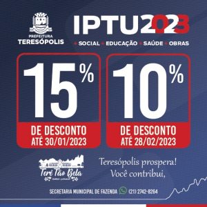 IPTU 2023 Teresópolis garante 15% de desconto até 30