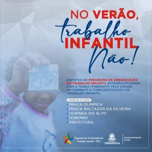 Teresópolis campanha “No Verão, Trabalho Infantil Não!”