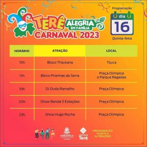 Dia 16-02 TERÊ Alegria! Carnaval 2023 em Teresópolis