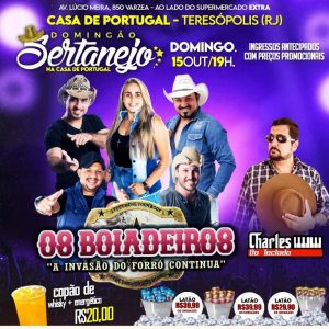 Dia 15-10 Domingão Sertanejo na Casa de Portugal de Teresópolis