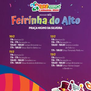 Programação carnaval 2024 na Feirinha do Alto em Teresópolis