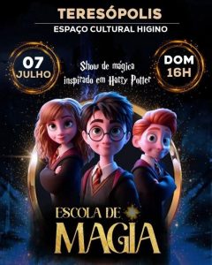 Dia 07-07 show de mágica inspirada em Harry Potter no Espaço Cultural Higino em Teresópolis